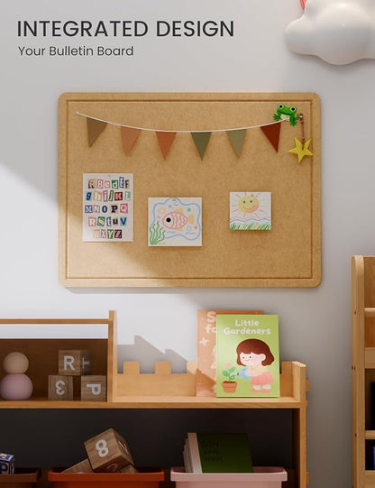 Fluxynara Bulletin Board, 23.6" x 17.5" Cork Board Alternative with 12 Safe Removable Adhesive Tabs, Foldable Felt Pin Board for Home Office, Classroom, Bedroom,Entryway for Walls— Mustard Yellow