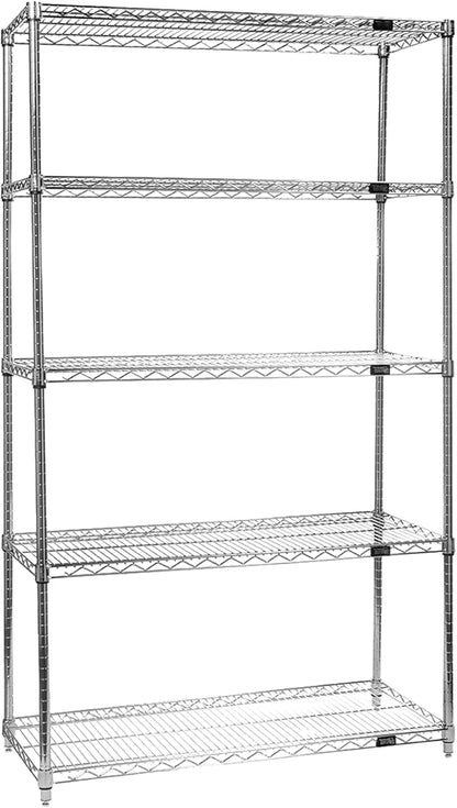 Quantum Storage Systems WR74-1454C-5 Starter Kit Wire Shelves Chrome 5 Shelves 74" H x 54" W x 14" D