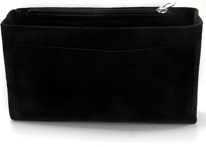 Purse Organizer Insert, Suede Bag Organizer Handbag Tote Shaper, Suede Material, Soft and Non Damaging Bag (Black, Medium)