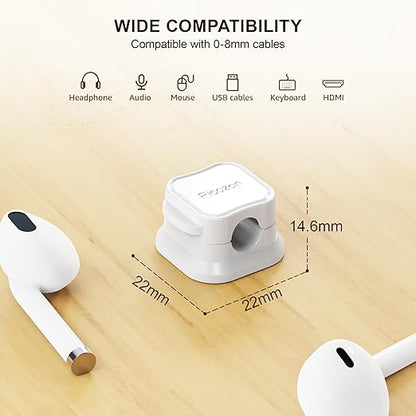 48 Pack Magnetic Cable Clip Organizer Cord Holder, Picozon Adhesive Cable Management, Wire Phone USB Charger Cable Holder, Keeper Organizer for Office Home Desktop Table - White