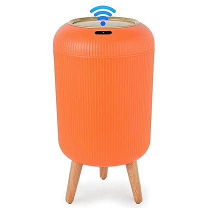 Pukomc Smart Sensor Wastebasket, Convenient and Hygienic Easy to Use, Technology Sensor Waterproof Wastebasket Plastic Trash can for Kitchen, Bathroom, Bedroom, Living Room, Office and Outdoor Orange
