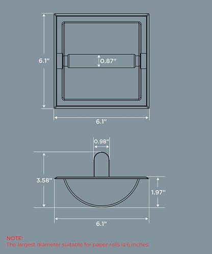 FORIOUS Recessed Toilet Paper Holder, Stainless Steel Durable Tissue Roll Holder Wall Mount for Bathroom Space Saving Design with Mounting Bracket, Wall Square Toilet Paper Dispenser, Black&Gold