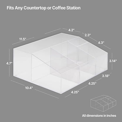 Acrylic Coffee Bar Station – Snack Tea Organizer & Storage Holder for Office Coffee Table – Perfect Countertop Setup for Syrup, Creamer, Condiment and Snack Accessories