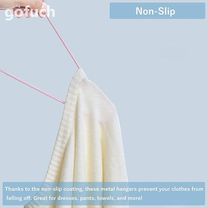 Ultra-Thin Metal Hangers, 10 Pack Non-Slip PVC Coated Space Saving Clothes Hangers for Closet, 16 inch Wide for Suits, Dresses, Jackets（White）