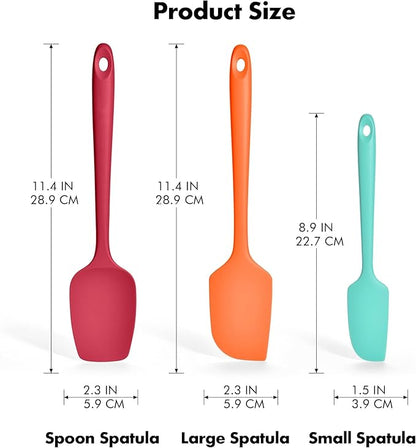 3 Pieces Silicone Spatula Set: Ironberry 600ºF Heat Resistant Food Grade Cooking & Baking Utensils, Kitchen Flexible Nonstick Rubber Scraper for Scraping, Mixing, Scrambling, Flipping (Multicolor 5)