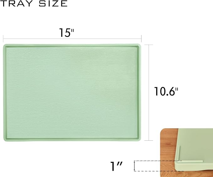Green Serving Tray (15 x 10.6 inch), Laegr Tray for Serving Accessory, Spa, Coffee, Drinks, Tea, Bar, Party, Seasoning, Perfume and Display Use.