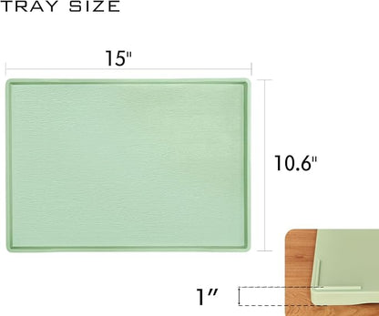 Green Serving Tray (15 x 10.6 inch), Laegr Tray for Serving Accessory, Spa, Coffee, Drinks, Tea, Bar, Party, Seasoning, Perfume and Display Use.