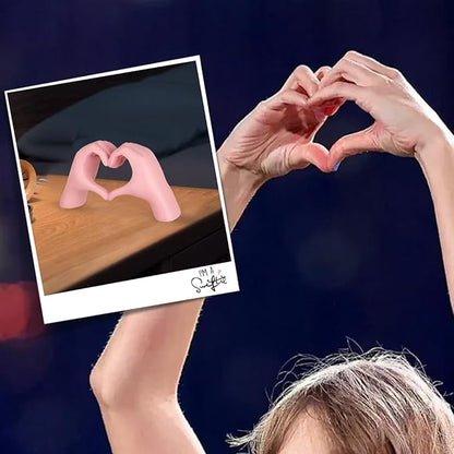 Small Pink Decor,Resin Heart Hands Sculpture for Living Room Bedroom Bookshelf Shelves Office Desk Decor,Love Finger Modern Statue for Wedding Decorations,Unique Birthday for Women Girls.