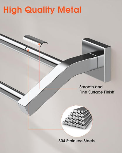 Alise Double Bath Towel Bars Towel Racks for Bathroom,Wall Mount Towel Holder Heavy Duty 28-Inch Towel Hanger Rail,SUS304 Stainless Steel Polished Chrome