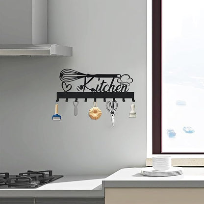 Metal Key Holder, Wall Mounted Key Hooks, Key Holder for Wall, Key Organizer Rack with 9 Hooks, Key Hanger Decor for Kitchen, Entryway, Hallway, Bedroom, Doorway (Kitchen 14IN)