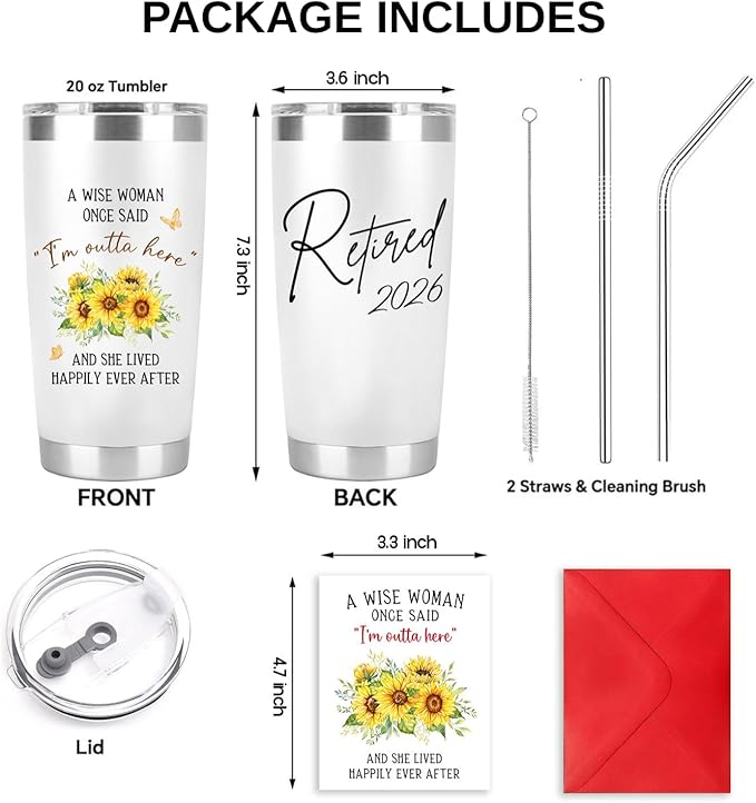 Retirement Gift for Woman – Retired 2026 A Wise Woman Once Said Stainless Steel 20Oz - Funny Retirement Gifts for Coworker Leaving - Farewell Gifts for Coworkers, Mom, Teacher, Nurse, Boss