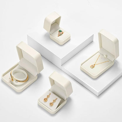 PU Leather Jewelry Ring Box for Proposal Engagement White PU Leather Jewelry Ring Gift Box