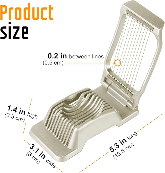 Egg Slicer for Hard Boiled Eggs, Stainless Steel Wire, Multipurpose Heavy Duty Aluminium Egg Cutter for Egg, Salads, Sandwiches, Strawberries, Mushrooms, Soft Cheese, Fruit, Gold