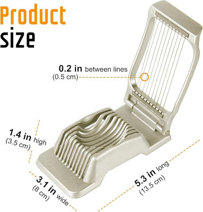 Egg Slicer for Hard Boiled Eggs, Stainless Steel Wire, Multipurpose Heavy Duty Aluminium Egg Cutter for Egg, Salads, Sandwiches, Strawberries, Mushrooms, Soft Cheese, Fruit, Gold
