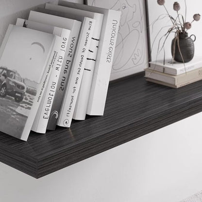 JPND Floating Shelf, Set of 2 Wall Shelf, 36 in W x 12.75 in D x 2 in H Wooden Floating Wall Shelf with Invisible Brackets for Living Room/Bedroom/Bathroom/Kitchen Storage and Decor, Black Wood