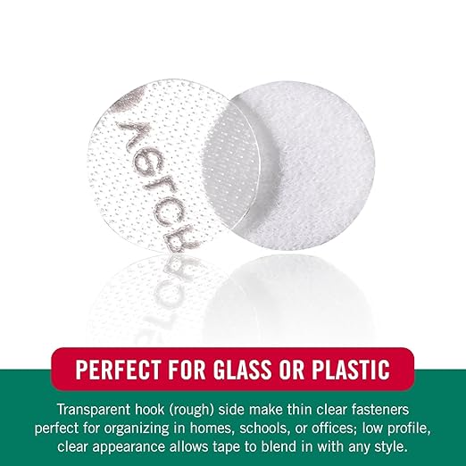 Velcro Brand Thin Clear Dots with Adhesive, 200Pk 5/8in Circles, for Crafting School Projects, Home and Office Organization | Low Profile Design