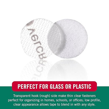 Velcro Brand Thin Clear Dots with Adhesive, 200Pk 5/8in Circles, for Crafting School Projects, Home and Office Organization | Low Profile Design