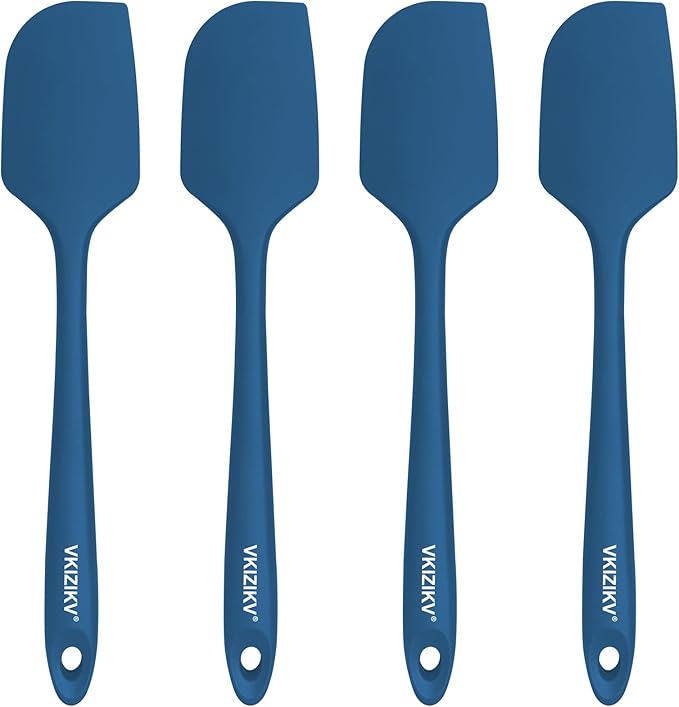 4 Pcs Silicone Spatula Set, 11.4 In, 600°F Heat Resistant Rubber Spatulas for Baking, Cooking & Mixing, Flexible and Non-Stick Kitchen Utensils, Seamless & Dishwasher Safe (Blue)