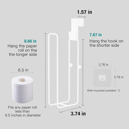 Conworld Toilet Paper Storage for 2 Roll Tissue, Over The Tank Toilet Paper Holder, Stainless Steel Rustproof Toilet Paper Holder Wall Mount, for Rv, Bathroom Storage and Organization, White, 1 Pack