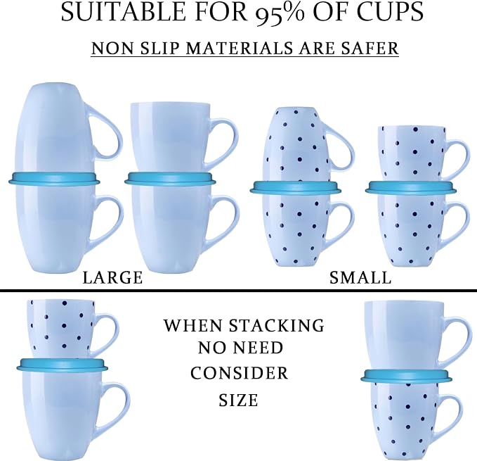 Mug Stacker Kitchen Cabinet Shelf Organizer - Cupboard and Pantry Organization - Expandable and Stackable Storage Solution for Tea Cups and Coffee Mugs - Save Space and Stay Organized (3Pcs Blue)