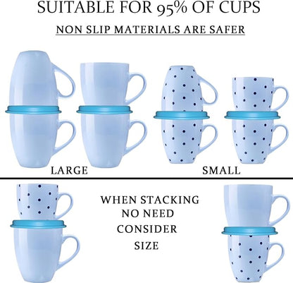 Mug Stacker Kitchen Cabinet Shelf Organizer - Cupboard and Pantry Organization - Expandable and Stackable Storage Solution for Tea Cups and Coffee Mugs - Save Space and Stay Organized (3Pcs Blue)