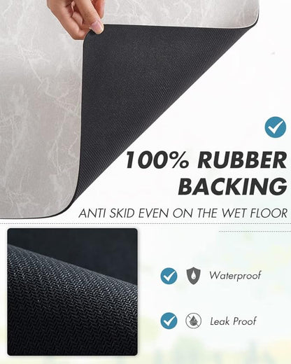 AMOAMI-Coffee Mat Hide Stain Rubber Backed Absorbent Dish Drying Mat for Kitchen Counter-Coffee Bar Accessories Fit Under Coffee Maker, Espresso Machine, Pot, Dish Rack,Light Grey 16X24