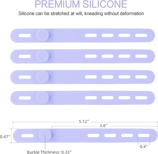 Donruby 24Pcs Silicone Cable Ties - Reusable & Washable with Locking Buckles, Adjustable Fastening Cable Management Straps, Multi-Purpose High Elasticity Cord Organizer (Purple)