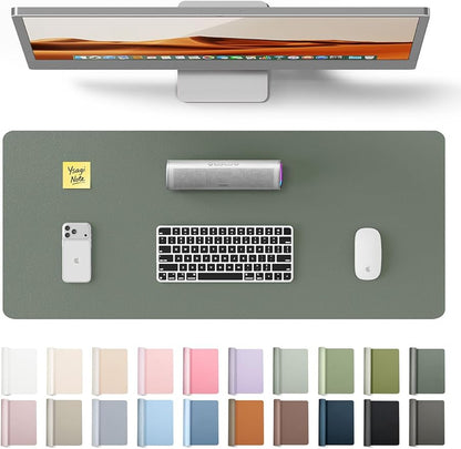 YSAGi Leather Desk Pad Protector, Office Desk Mat, Large Mouse Pad, Non-Slip PU Leather Desk Blotter, Laptop Desk Pad, Waterproof Desk Writing Pad for Home (23.6" x 13.8", Dark Green)