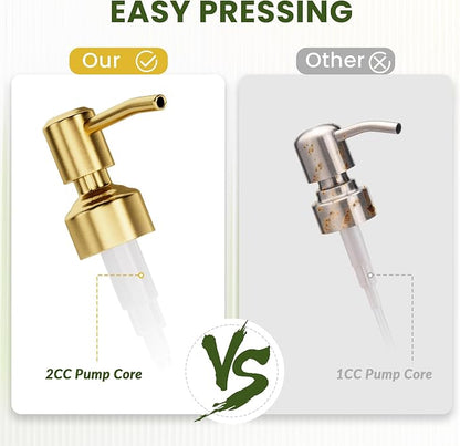 AmazerBath Soap Dispenser Green Glass Soap Dispenser with Pump Stainless Steel, 14.2OZ Luxury Gold Hand Soap Dispensers Bottles Bathroom, Refillable Kitchen Soap Dispenser for Dish Soap, 1 Pack