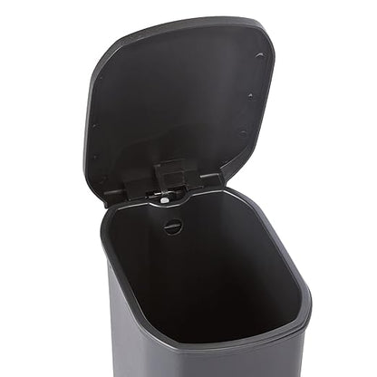Amazon Basics Compact Plastic Bathroom Trash Can with Soft-Close Lid,Hands-Free Foot Pedal,Removable Inner Bucket,6 Liters,Black,(Pack of 6)