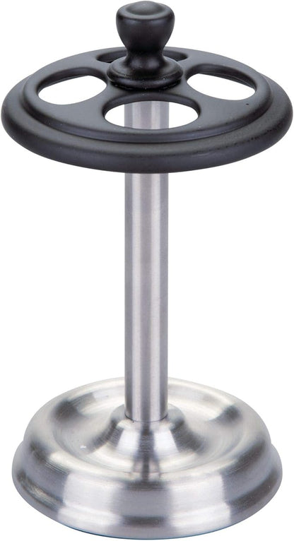 iDesign York Stainless Steel Divided Toothbrush Stand - 3.25" x 3.25" x 5.75", Matte Black/Brushed (76269)