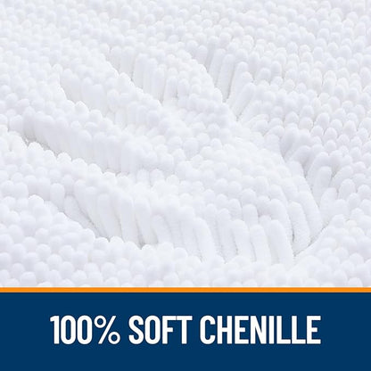 OLANLY Large Bathroom Rugs 70x46, Extra Soft Absorbent Chenille Bath Rugs, Rubber Backing Quick Dry, Machine Washable Bath Mats for Bathroom Floor, Tub and Shower, Home Decor Accessories, White