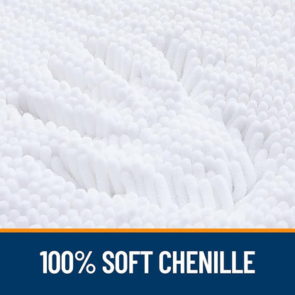 OLANLY Large Bathroom Rugs 45x27, Extra Soft Absorbent Chenille Bath Rugs, Rubber Backing Quick Dry, Machine Washable Bath Mats for Bathroom Floor, Tub and Shower, Home Decor Accessories, White