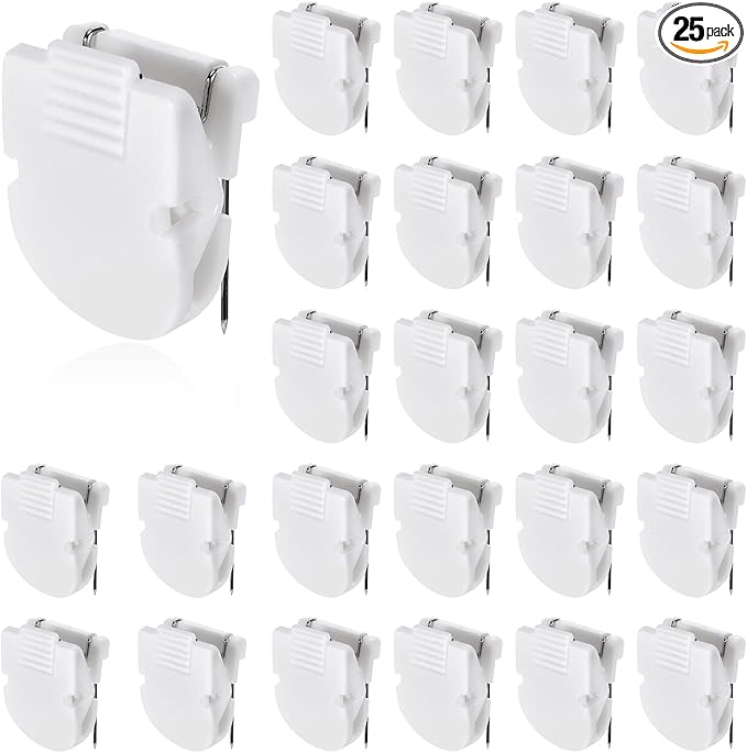 25 Pcs White Cubicle Clips for Fabric Walls, Cubicle Hooks Cubical Office Accessories for Works, Cork Board Fabric Clips for Hanging Desk Organization Picture Note Memo Office Photos Wall