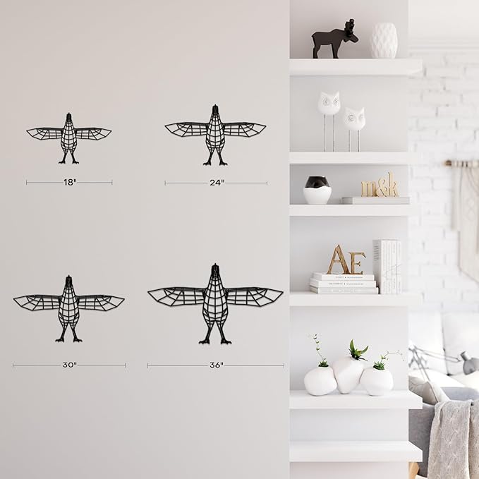 SIGNLEADER Metal Wall Art Decor Flying Bird Minimalist Modern Abstract Wall Sculpture Hangings Home Decoration for Living Room, Bedroom, Bathroom, Kitchen, Outdoor - 36" Black