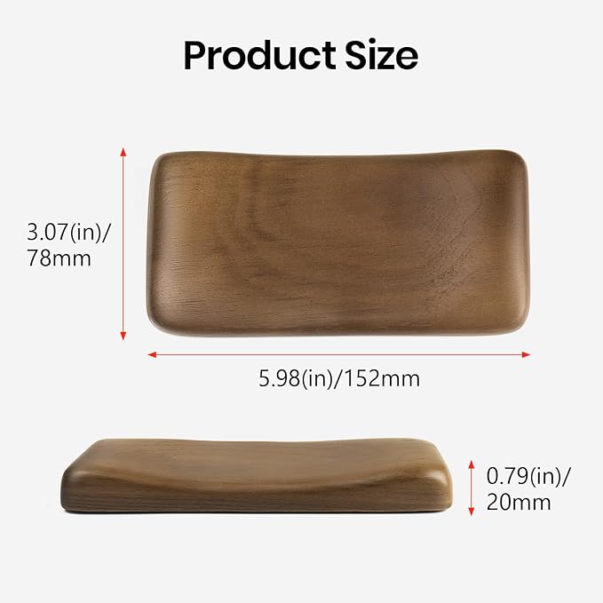 Walnut Wooden Wrist Rest for Mouse or One-Hand Keyboard | Ergonomic Design for Wrist Pain Relief, Smooth No Odor and Easy to Clean, Support Wrist to Coding Typing and Playing