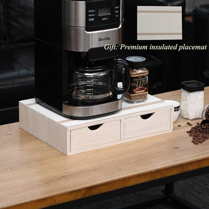 DDYURI Kitchen Storage Organizer with 2 Drawers for Coffee Brew K Cup/Coffee Pod Holder - Office Organization Drawer for Desk, Multi-Purpose Mini Wood Cabinet Countertop Stand Shelf CF1D2C White