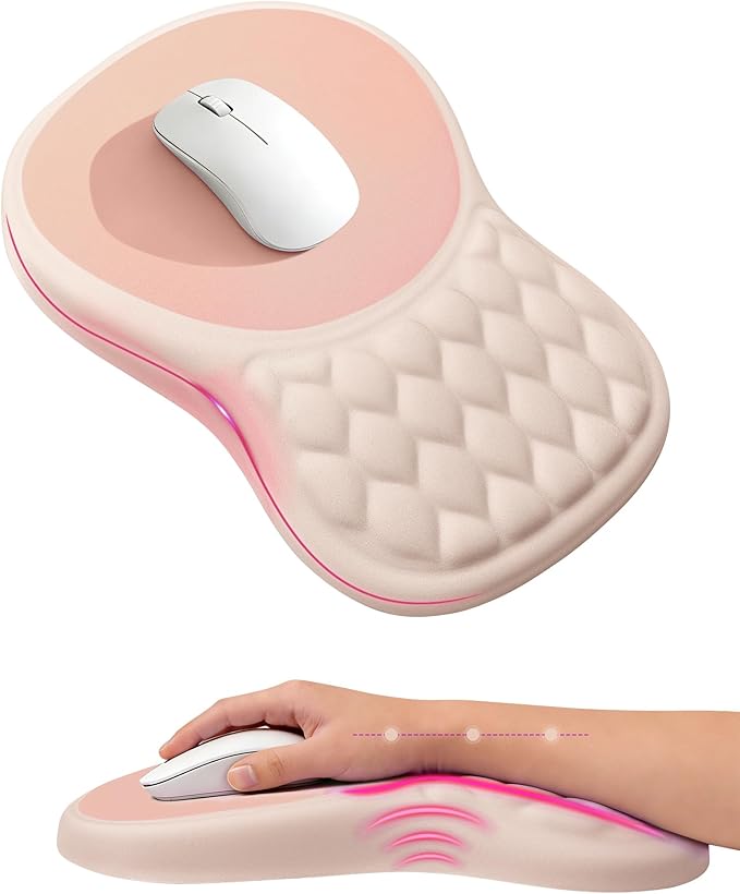 Ergonomic Mouse Pad with Wrist Rest, Slope Design Memory Foam Support, Smooth Lycra Surface, Non-Slip PU Base, Comfortable Mouse Mat for Office, Home, Computer Desk