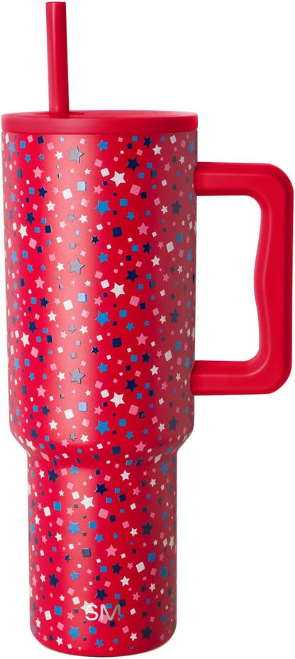 Simple Modern 4th of July 40 oz Trek Tumbler with Handle and Straw Lid | Cup Holder Friendly Insulated Stainless Steel Travel Mug | Star Speckled Banner