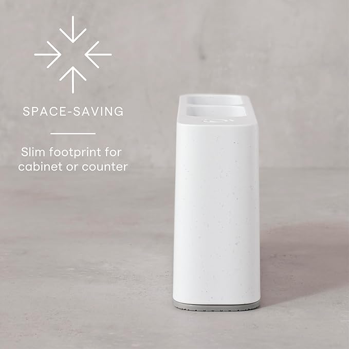 YouCopia SipStation Straw Holder, Reusable Straw Organizer for Kitchen Storage, Speckled White
