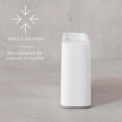 YouCopia SipStation Straw Holder, Reusable Straw Organizer for Kitchen Storage, Speckled White