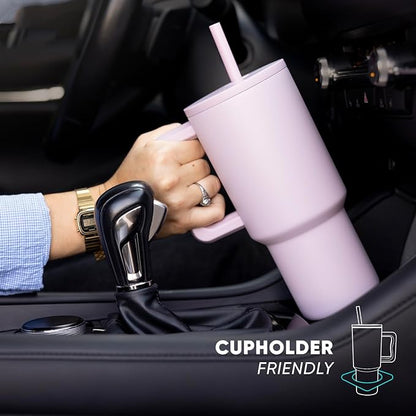 Simple Modern 30 oz Trek Tumbler with Handle and Straw Lid | Cup Holder Friendly Insulated Stainless Steel Travel Mug | Midnight Black