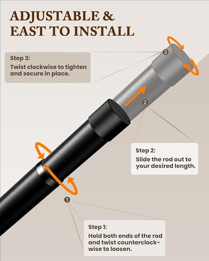 Heavy Duty Closet Rod, 17-99 IN Closet Rods for Hanging Clothes, Black