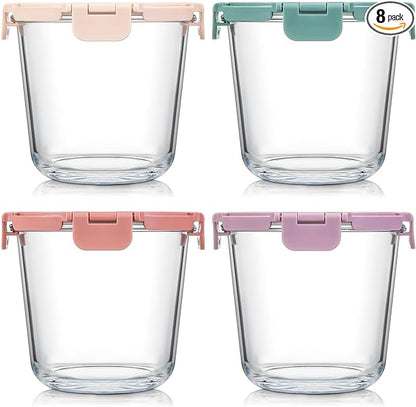 [UPGRADED LID] 6 Sets 3 Cup/24oz Borosilicate Glass Meal Prep Containers with Lids, Food Storage Bowl Jars for Soup Leftover Meal Lunch Oats Fruit Deli Salads - Microwave, Oven, Freezer Safe -BPA Free