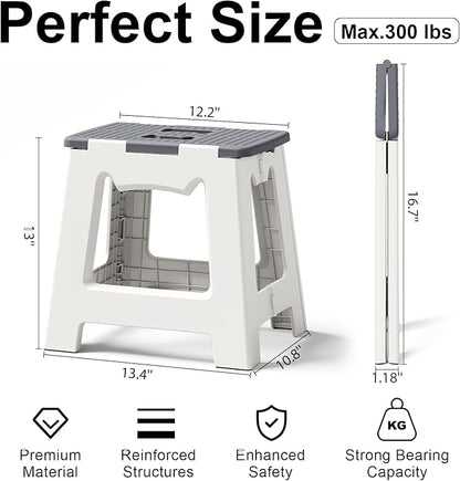 Foldable Shower Stool for Shaving Legs, Plastic Foot Rest Stools to Shave Leg, Folding Small Corner Step Seat for Inside Shower, Collapsible Bench Chair for Travel/Bathroom, Waterproof,13" Height