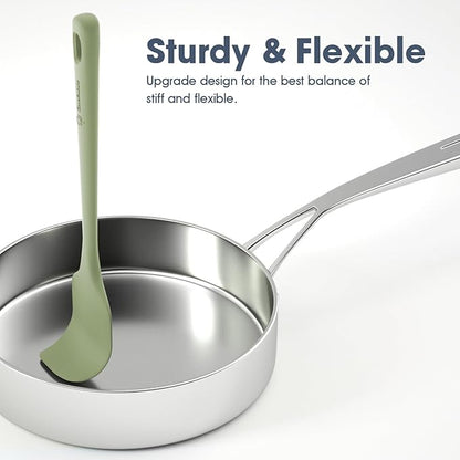 ChefAide 3 Pieces Silicone Spatula Set, Food Grade Rubber Spatula, Upgrade Strong Handle with Ergonomic Grip, Heat Resistant for Nonstick Cookware, Cooking