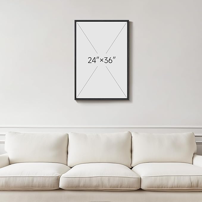 Framed Black and White Abstract Wall Art, Modern Minimalist 1 Piece Canvas Prints Paintings for Walls, Large Elegant Lines Pictures for Living Room Dining Bedroom Hallway Office Wall Decor 24x36 In