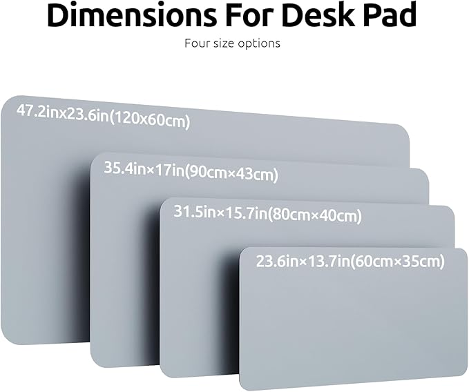 YSAGi Leather Desk Protector, Office Mat, Large Mouse Mat, Non-Slip PU Leather Blotter, Laptop Desk, Waterproof Writing Pad for Office and Home (Light Grey, 47.2" x 23.6")