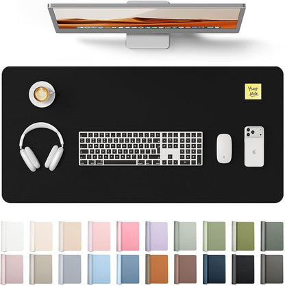 YSAGi Leather Desk Protector, Office Mat, Large Mouse Mat, Non-Slip PU Leather Blotter, Laptop Desk Mat, Waterproof Writing Pad for Office and Home (Black, 31.5" x 15.8")