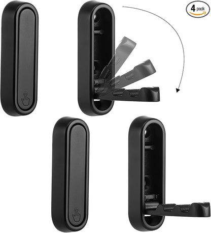 Dntorx Foldable Wall Hook, 40 lbs Heavy Duty Screw Mounted, Aluminum Alloy Flip-Down Black Coat Hook, Space-Saving Folding Wall Hanger for Bathroom Bedroom Entryway Closet, Includes Screws (4 Pack)